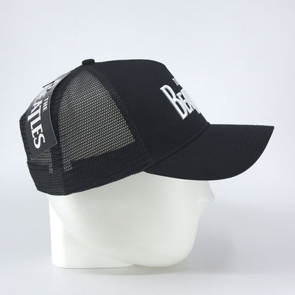 The Beatles Mesh Back Baseball Cap – Drop T Logo & Apple (Black)
