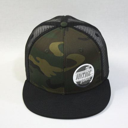 Camouflage Tone on Tone Cotton Twill Mesh Adjustable Flat Bill Snapback Baseball Cap