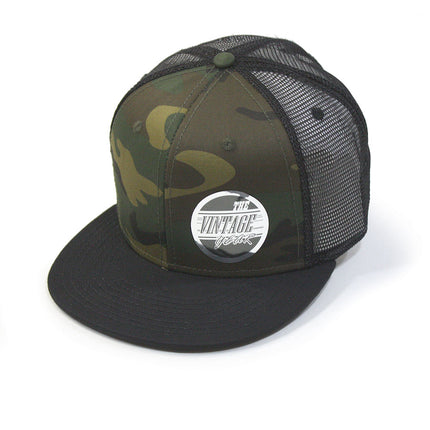 Camouflage Tone on Tone Cotton Twill Mesh Adjustable Flat Bill Snapback Baseball Cap