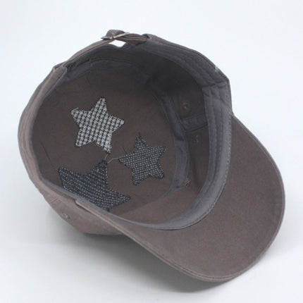 Embroidered Star Cotton Adjustable Military Army Cadet Cap