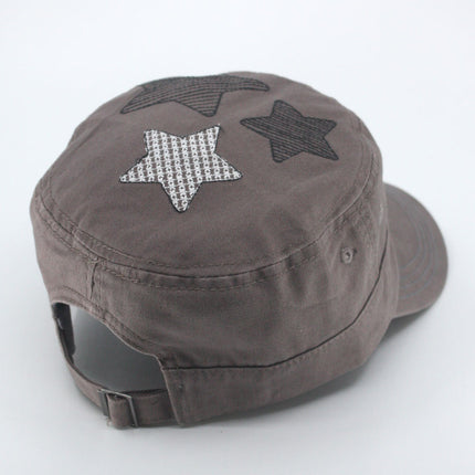 Embroidered Star Cotton Adjustable Military Army Cadet Cap
