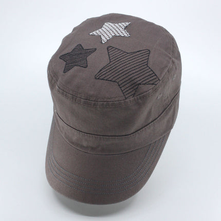 Embroidered Star Cotton Adjustable Military Army Cadet Cap