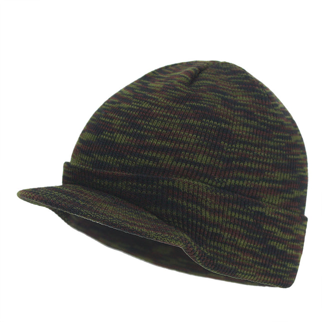 Plain Short Billed Knit Radar with Cuff Beanie