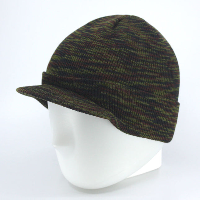 Plain Short Billed Knit Radar with Cuff Beanie