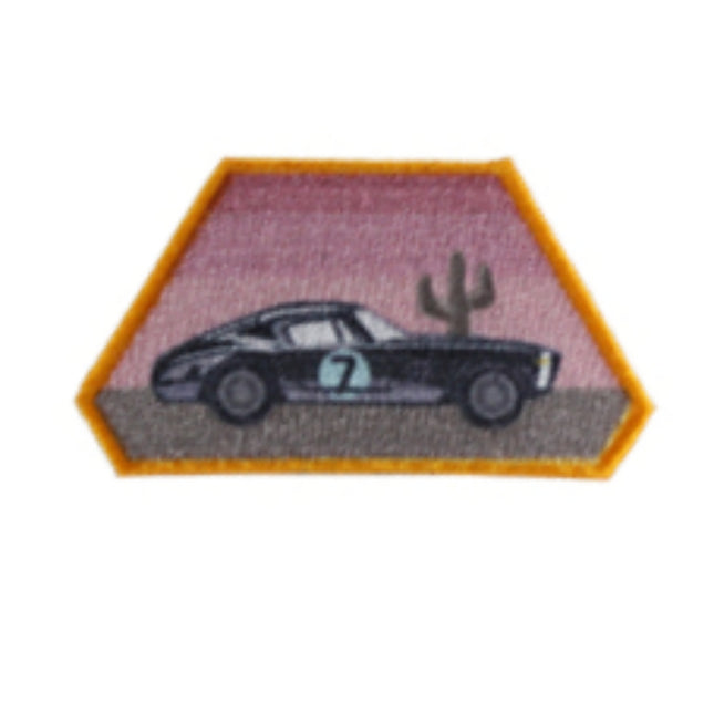 Embroidered Vintage Car Cotton Sew-On Iron On Standard Woven Patch Applique - No 7 Car & Cactus
