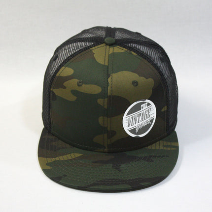 Camouflage Tone on Tone Cotton Twill Mesh Adjustable Flat Bill Snapback Baseball Cap
