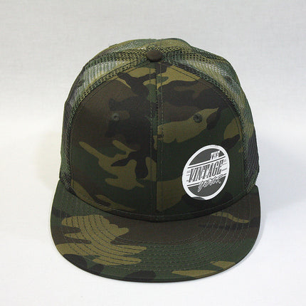 Camouflage Tone on Tone Cotton Twill Mesh Adjustable Flat Bill Snapback Baseball Cap