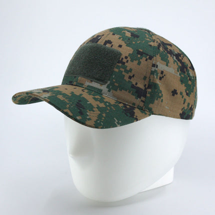 Rip Stop Woodland Camouflage Tactical Loop Patch Operator Military Structured Cotton Baseball Cap