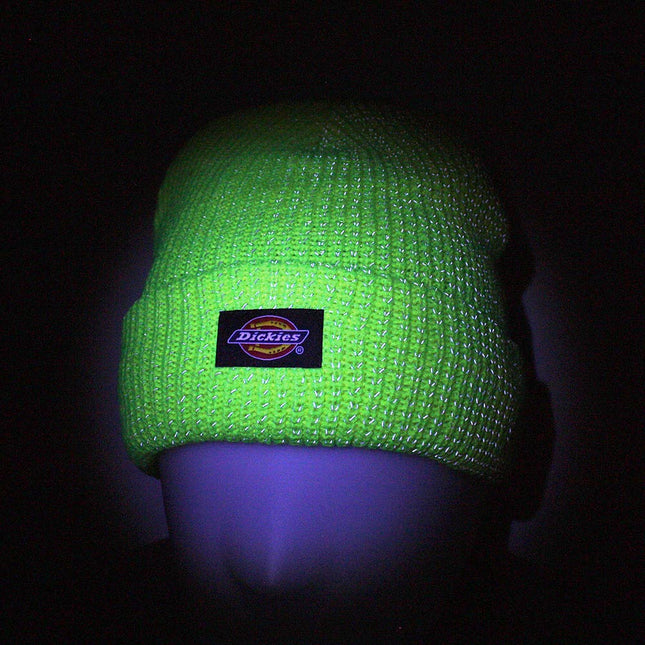 Dickies Hi Visibility Orange Yellow Reflective Yarn Cuff Beanie