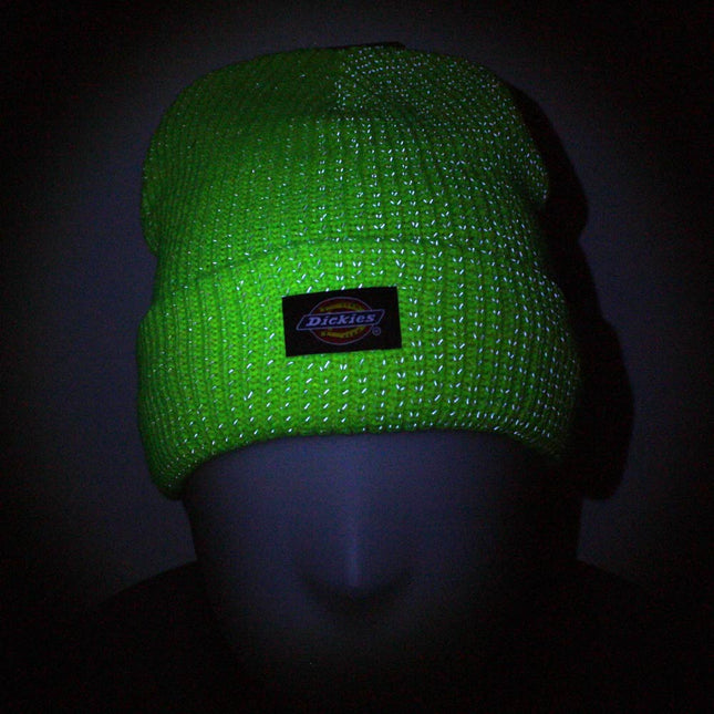 Dickies Hi Visibility Orange Yellow Reflective Yarn Cuff Beanie