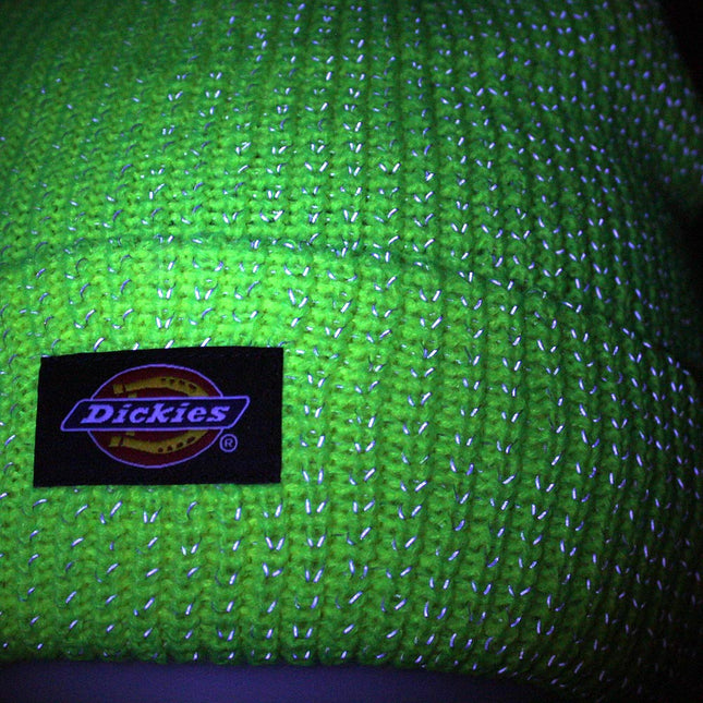 Dickies Hi Visibility Orange Yellow Reflective Yarn Cuff Beanie
