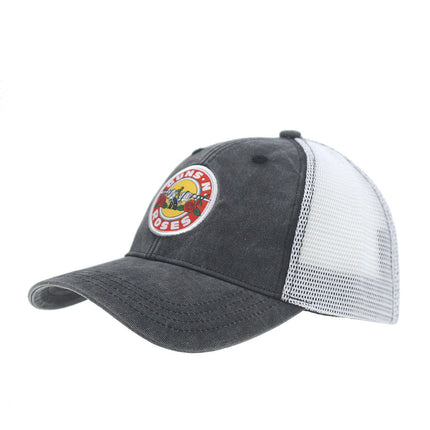 Guns N' Roses Unisex Mesh Back Adjustable Baseball Cap Vintage Logo Charcoal Gray & White