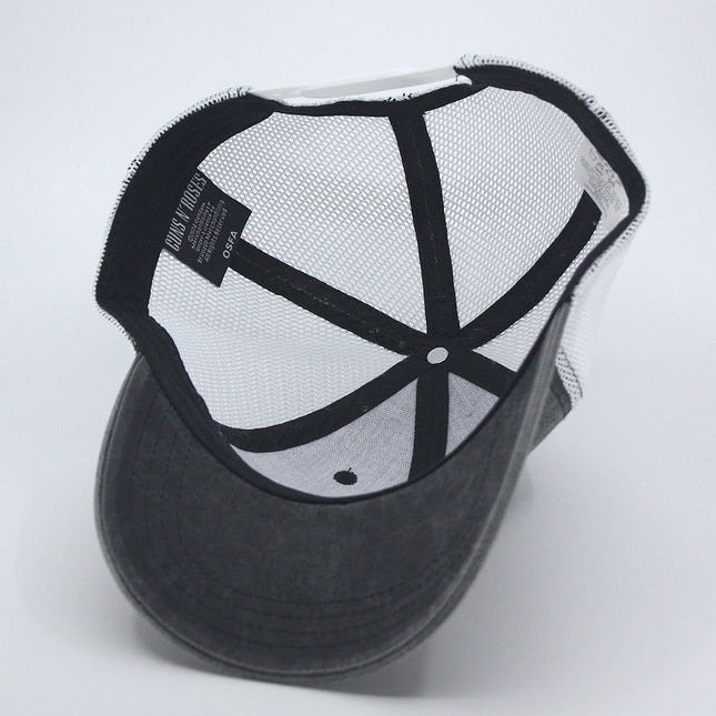 Guns N' Roses Unisex Mesh Back Adjustable Baseball Cap Vintage Logo Charcoal Gray & White