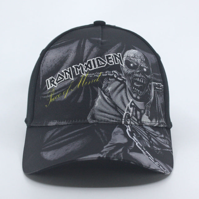 Iron Maiden Unisex Cotton Adjustable Baseball Cap Piece of Mind Greyscale Black