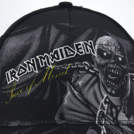 Iron Maiden Unisex Cotton Adjustable Baseball Cap Piece of Mind Greyscale Black
