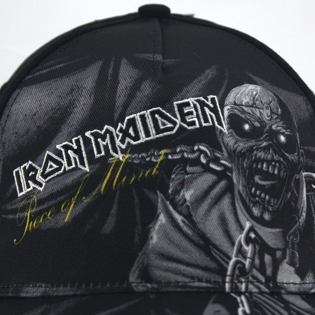 Iron Maiden Unisex Cotton Adjustable Baseball Cap Piece of Mind Greyscale Black