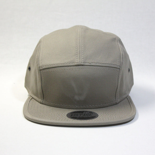 Solid Cotton Twill Square Flat Brim Adjustable 5 Panel Camper Cap