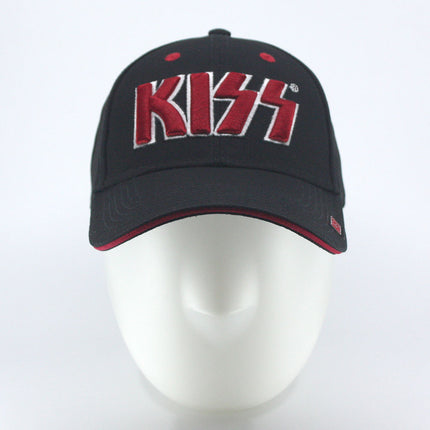 KISS Unisex Cotton Adjustable Baseball Cap Red on White Logo Black