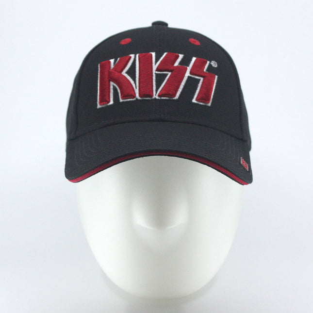 KISS Unisex Cotton Adjustable Baseball Cap Red on White Logo Black