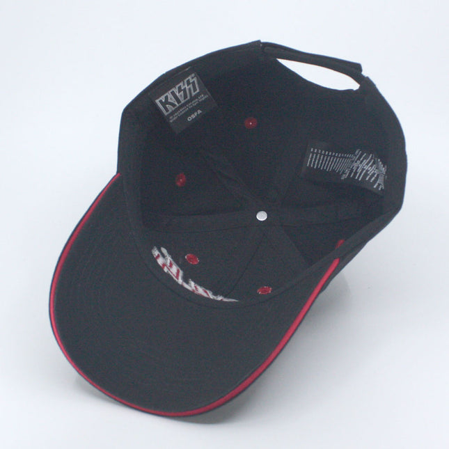 KISS Unisex Cotton Adjustable Baseball Cap Red on White Logo Black