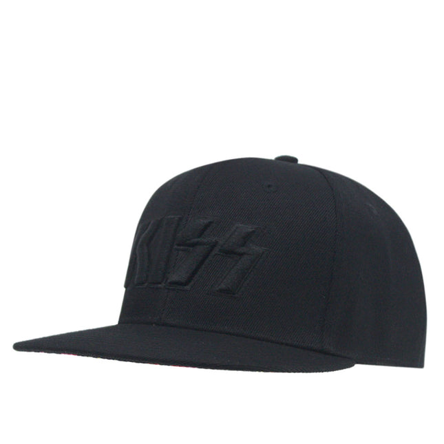 KISS Neon Faces Unisex Cotton Flat Brim Adjustable Snapback Baseball Cap Black