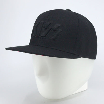 KISS Neon Faces Unisex Cotton Flat Brim Adjustable Snapback Baseball Cap Black