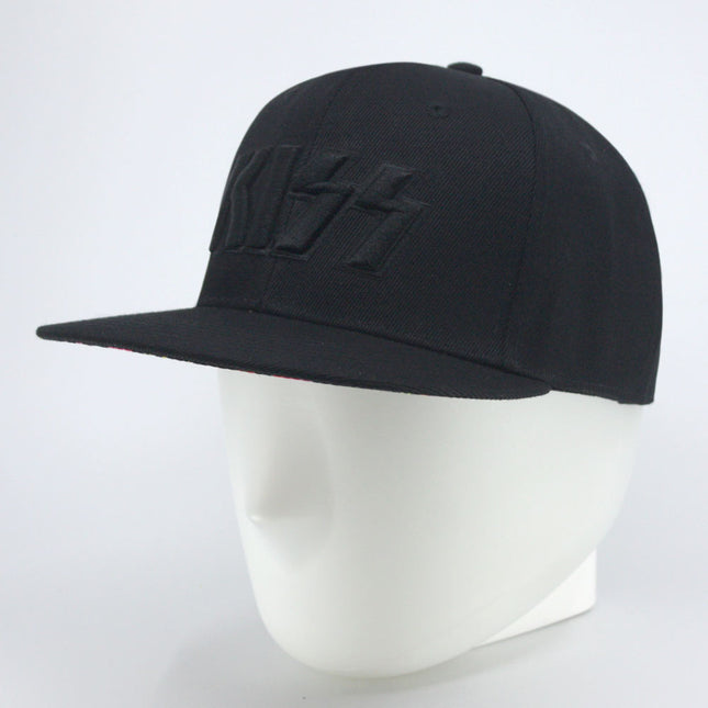 KISS Neon Faces Unisex Cotton Flat Brim Adjustable Snapback Baseball Cap Black