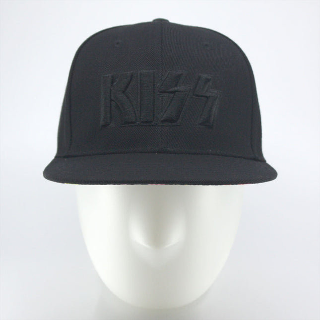 KISS Neon Faces Unisex Cotton Flat Brim Adjustable Snapback Baseball Cap Black