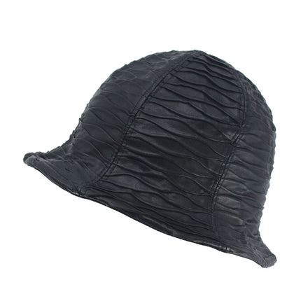 Wrinkled Faux Leather Street Bucket Hat – Edgy Urban Style