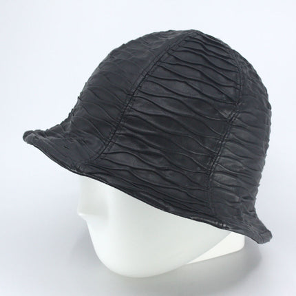 Wrinkled Faux Leather Street Bucket Hat – Edgy Urban Style