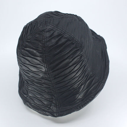 Wrinkled Faux Leather Street Bucket Hat – Edgy Urban Style
