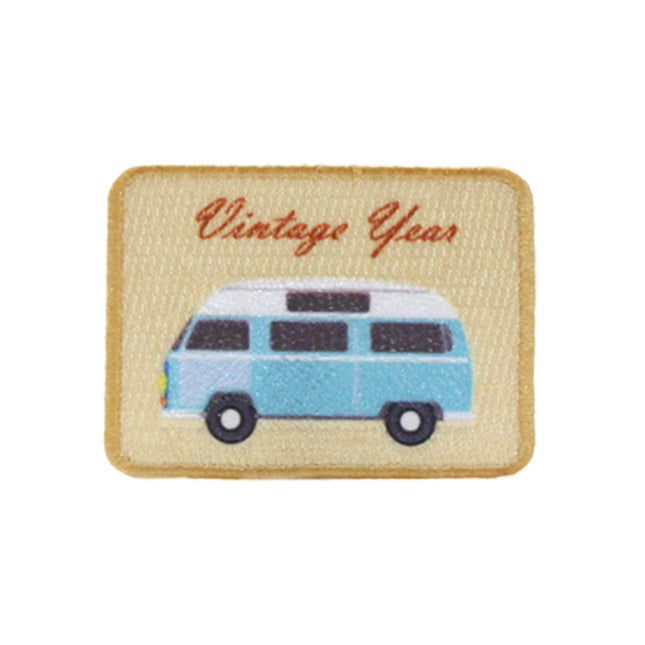Embroidered Vintage Car Cotton Sew-On Iron On Standard Woven Patch Applique - Mini Bus