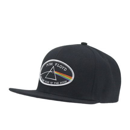 Pink Floyd Dark Side of the Moon White Border Unisex Cotton Adjustable Snapback Baseball Cap Black