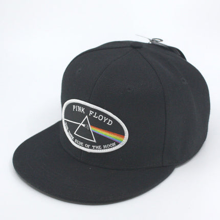 Pink Floyd Dark Side of the Moon White Border Unisex Cotton Adjustable Snapback Baseball Cap Black