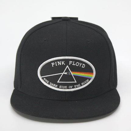 Pink Floyd Dark Side of the Moon White Border Unisex Cotton Adjustable Snapback Baseball Cap Black