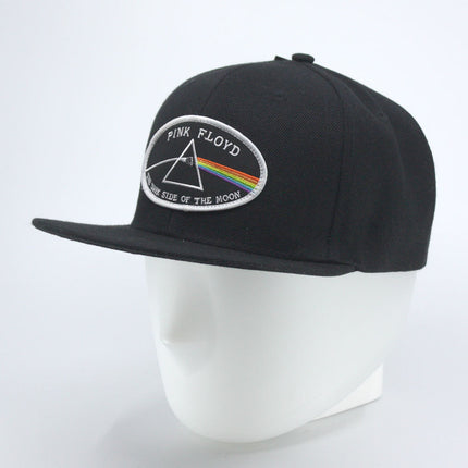 Pink Floyd Dark Side of the Moon White Border Unisex Cotton Adjustable Snapback Baseball Cap Black