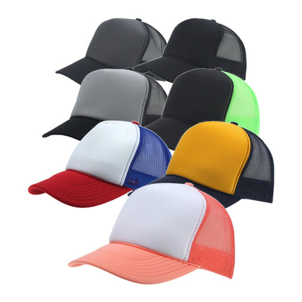 High Crown Sold Triocolor Neon Form Adjustable Mesh Trucker Baseball Cap