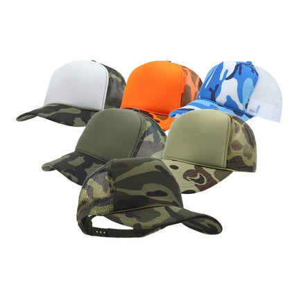 High Crown Camouflage Camo Mossy Oak Neon Form Adjustable Mesh Trucker Baseball Cap