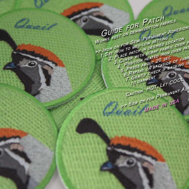 Embroidered Wild Nature Cotton Sew-On Iron On Standard Woven Patch Applique - Quail