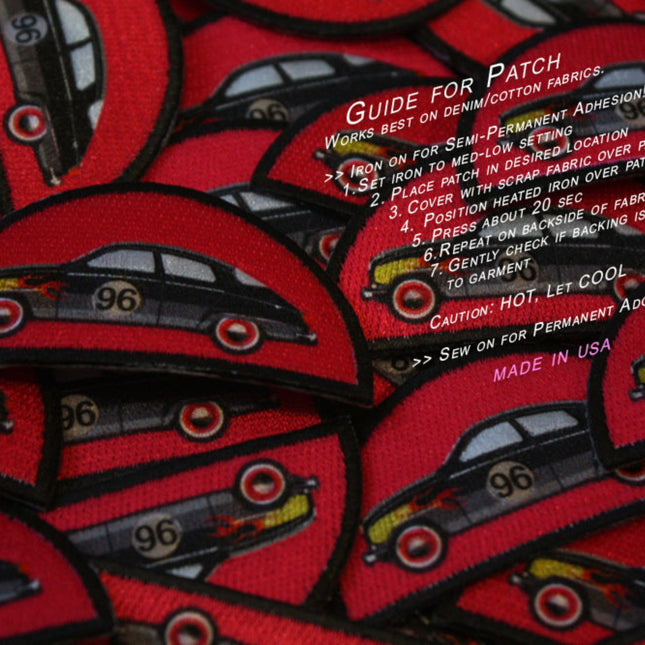 Embroidered Vintage Car Cotton Sew-On Iron On Standard Woven Patch Applique - No 96 Black Car