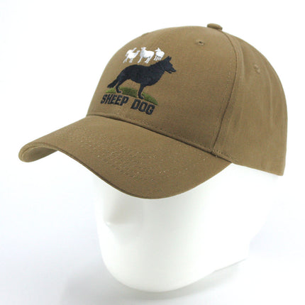 Embroidered Sheepdog and Sheep Low Profile  Coyote Brown Baseball Cap