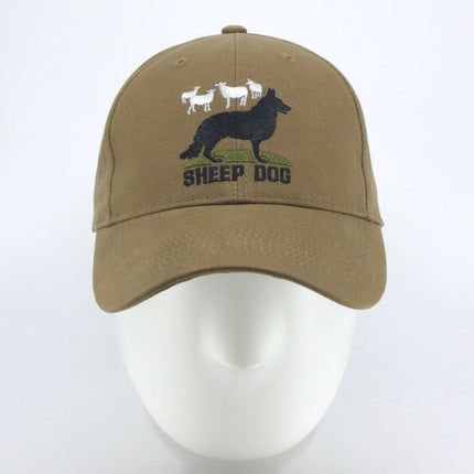Embroidered Sheepdog and Sheep Low Profile  Coyote Brown Baseball Cap