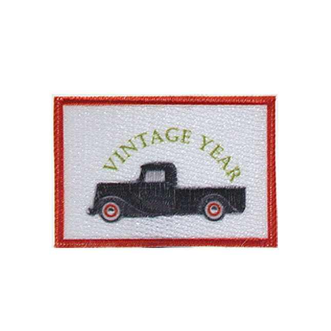 Embroidered Vintage Car Cotton Sew-On Iron On Standard Woven Patch Applique - Black Truck