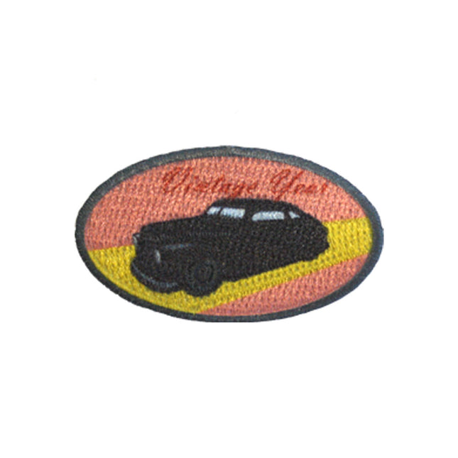 Embroidered Vintage Car Cotton Sew-On Iron On Standard Woven Patch Applique - Vintage Car Black