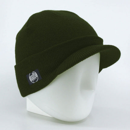The Vintage Year Logo Plain Short Billed Knit Radar with Cuff Beanie