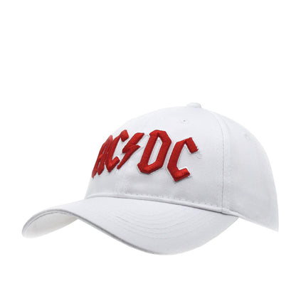 AC/DC Red Logo Unisex Cotton Adjustable Baseball Cap White