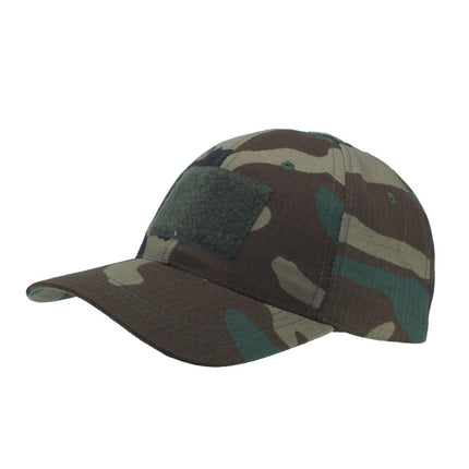 Rip Stop Woodland Camouflage Tactical Loop Patch Operator Military Structured Cotton Baseball Cap