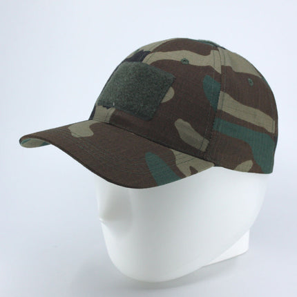 Rip Stop Woodland Camouflage Tactical Loop Patch Operator Military Structured Cotton Baseball Cap