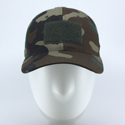 Rip Stop Woodland Camouflage Tactical Loop Patch Operator Military Structured Cotton Baseball Cap