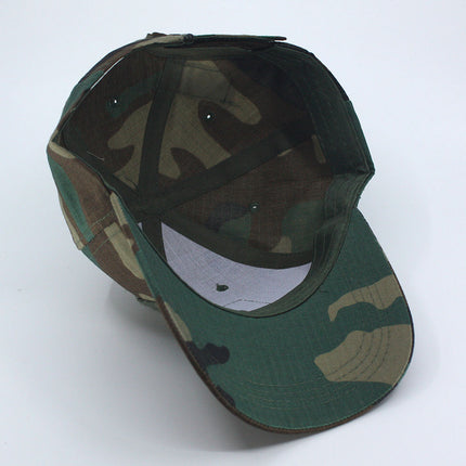 Rip Stop Woodland Camouflage Tactical Loop Patch Operator Military Structured Cotton Baseball Cap